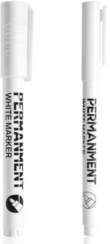 SMOOTHERPRO White Permanent Marker Pens | 1.0mm 2.0 mm Tip Waterproof White Pens Quick Dry Fabric Marker | for Clothes Glass Metal Stones Rock Painting Ceramic Wood Canvas (PWM0102) 2 Pcs