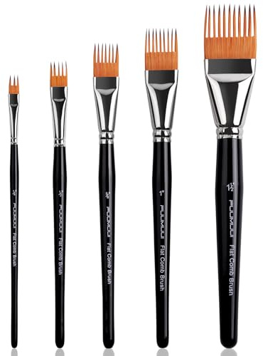 Grainer Pinsel Set - 5 Stück Premium Künstler Flat Effektpinsel für einzigartige Textur-Effekte | ideal für Aquarell, Acryl und Öl
