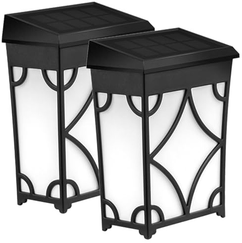 SOPOTUTU 2 pezzi Lampade da Giardino da Esterno Impermeabili Abs Applique a Energia Rinnovabile per Vialetti e Muri Risparmio Energetico Senza Fili per Giardino Cortile e Prato 2pcs