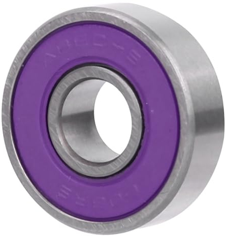 Keenso Paquete de 8 Rodamientos para Monopatín, Rodamientos de Titanio ABEC-7/ABEC-9 para Rendimiento de Alta Velocidad, Kit de Rojo/morado/amarillo de 22 X 8 X 7 Mm para Patines de Ruedas Longboard