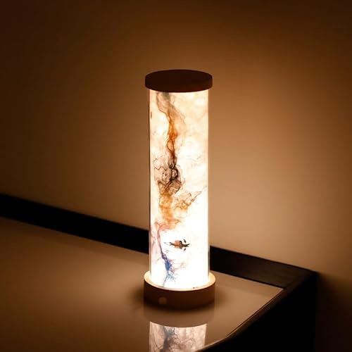 RecontraMago Lámpara Decorativa Japonesa LED Regulable – Diseño de Arte en Tinta, Luz Cálida/Blanca Ajustable, Decoración Zen para Hogar Dormitorio Salón, Regalo Premium Minimalista Oriental