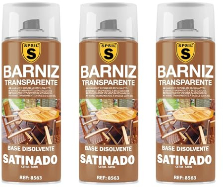 SPSIL Pintura Spray Mate Barniz Satinado(pack of 3) 400ml, Secado Rápido Profesional, Aplicación Fácil en Metal Madera Plástico, Interior Exterior Ideal DIY Decoración Muebles Automóviles