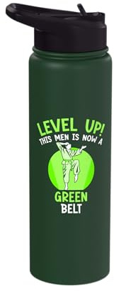 This men is now a green belt Stainless Steel Insulated Water Bottle