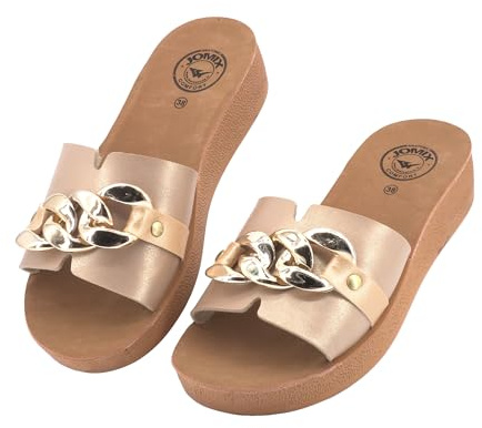 JOMIX Ciabatte Donna Estive Moda Leggere Comode Slip-on Design Moderno Made in Italy Pantofole Versatili Ideali per Casa Spiaggia Vacanze Uscite Casual Passeggio Quotidiano,Platino,38 EU