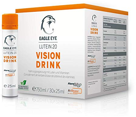 Eagle Eye Augen-Vitamine – veganer hochdosierter Vitamin-Drink mit 20mg FloraGlo Lutein | Zeaxanthin | Zink | Vitamin C | B2 | Kupfer – gluten- und laktosefrei für die Sehkraft und die Augengesundheit