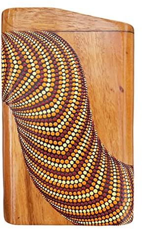 LIDAH® Didgeridoo Strumento – Box Travel Didge – 22cm – Anti russare – Legno di mogano dipinto a mano (Red/Yellow/Orange)