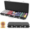 GOPLUS 500 Laserchips Pokerset, Poker Komplett Set, Pokerkoffer Set, inkl. 500 Laserchips, 2 Pokerdecks, 5 Würfel, 3 Dealer, Spielmatte & Aluminiumkoffer mit 2 Schlüssel, für Freizeit (Schwarz)