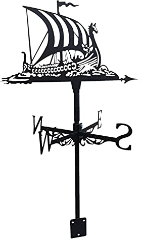 windyday Wetterhahn Fürs Dach Windrichtung Wetterfahne Garten Deko Windrichtungsanzeiger Retro Deko Wetterfahne Garten Deko Schwarz (Segelschiff)