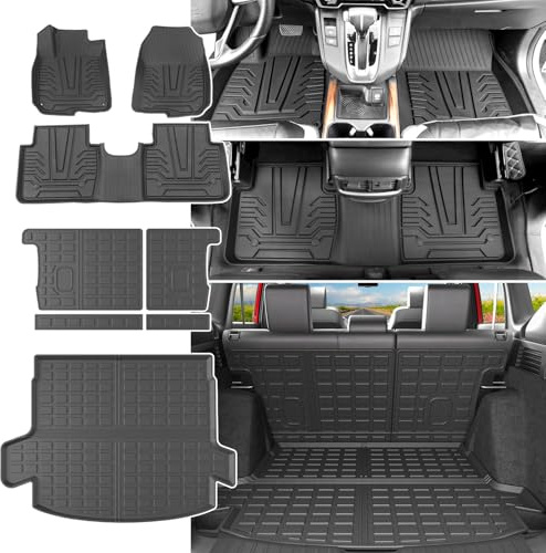 powoq Trunk Mat Compatible with 2017-2022 Honda CR-V Hybrid, Black, TPE, Fitment: Rear, Size: Trunk+Backrest+Floor Mat