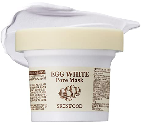[SKINFOOD] Egg White Pore Mask 120g (4.23 Fl Oz), Clay Mask Pore Tightening Exfoliator, Sebum Absorption Hydra Exfoliant (4.23 oz)