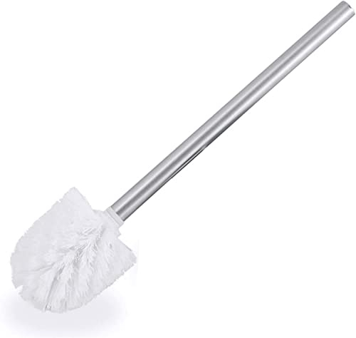 Toilet Brush 35cm Loo Brush Bathroom Cleaning Toilet Brushes with Long Metal Handle Durable White Bristles Non Slip Handle Handy Toilet Bowl & Corner Scrubber Household Accessories (1pc)