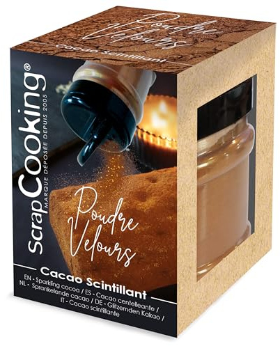 ScrapCooking - Poudre de Velours Cacao - Pour Décoration Bûches, Gâteaux, Pâtisseries - Effet Velours - Colorant, Glaçage, Alimentaire - Noël, Anniversaire - 8561
