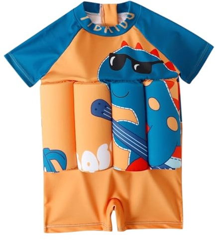 Traje de baño para niños, con bloque flotante, desmontable, protección solar, cómodo, transpirable, para niños de 1 a 8 años