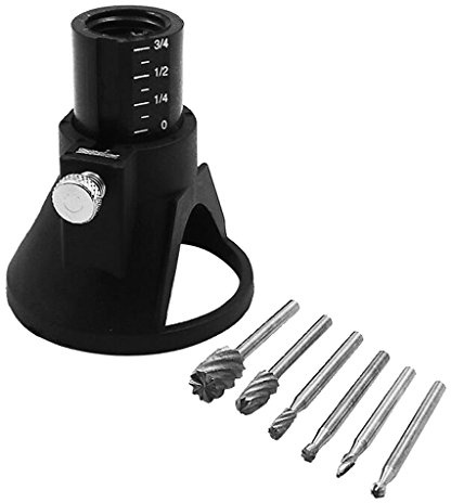 Rotary Multi Tool Cutting Guide Attachment Kit HSS Router Drill Bits