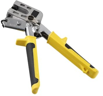 MoSundi Alicates de crimpadora de pernos de aleación de aluminio de 10 pulgadas para fijación de tachuelas de metal, operación con una sola mano con palanca extendida, capacidad de 22 GA, plateado