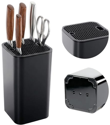 Gykutix Bloque de cuchillos sin Cuchillos, Portacuchillos, Bloque de Cuchillos Vacío, Bloque de Cuchillos Negro Sin Cuchillos con 21 Ranuras Flexibles Adecuado para Todos Los Cuchillos de Cocina