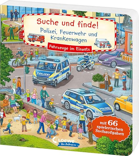 Suche und finde! Polizei, Feuerwehr und Krankenwagen: Fahrzeuge im Einsatz - Wimmelbuch ab 2 Jahren mit 66 spannenden Suchaufgaben zum Entdecken