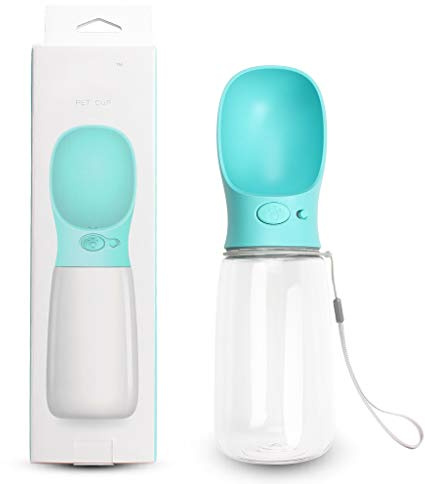 OWUDE Large Portable Dog Water Bottle, Food Grade ABS Leak Proof Lightweight Water Dispenser Drinking Bowl Bottles for Pet Outdoor Travel, Walking Drinking Cup (20 Oz) (blue)