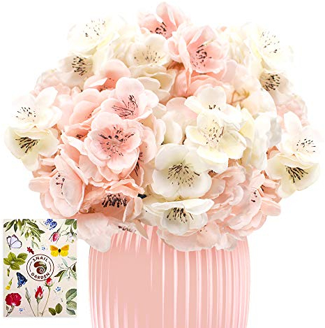 SnailGarden Flor de Hortensia Artificial,2 Racimos 24 Flores Falsas Individuales Realistas,Ramo de Flores de Seda para Boda Nupcial,Fiesta en Casa,Festival,Arreglos Florales,Decoración