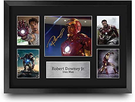 HWC Trading FR A3 Robert Downey Jr Ironman Presents Printed Signed Autograph Picture for Movie Memorabilia Fans - A3 Framed