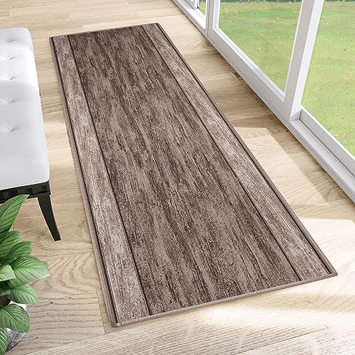 TAPISO Anti Rutsch Teppich Läufer rutschfest Brücke Meterware Modern Taupe Meliert Verwischt Streifen Design Flur Küche Wohnzimmer Diele 80 x 300 cm