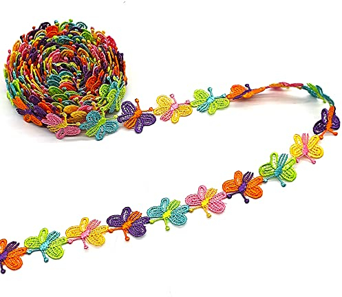 5 Yard 25 Mm Blumen Spitzenband Florale Spitzenborte Zierband Zum NäHen Borten Und BäNder Zum NäHen Geschenkband Blumenband Stickerei NäHgüRtel,Kunsthandwerk Dekoration Hochzeit NäH (schmetterling)