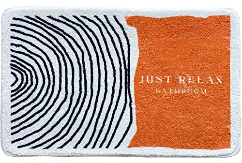 Badezimmerteppich Zebra Muster Orange Badematte Flauschig Mikrofaser Badvorleger rutschfest Duschvorleger Schnelltrocknend Badteppich Waschbar Duschvorleger Badematten Badmatte 40x60cm