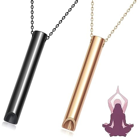 COLEESON 2 Stück Halskette Rauchfrei, Spirituelle Geschenke, Rauchentwöhnung, Panikattacken Hilfsmittel, Spiritueller Schmuck, Stressabbau Atemkette, Herren Damen Geschenke (A)