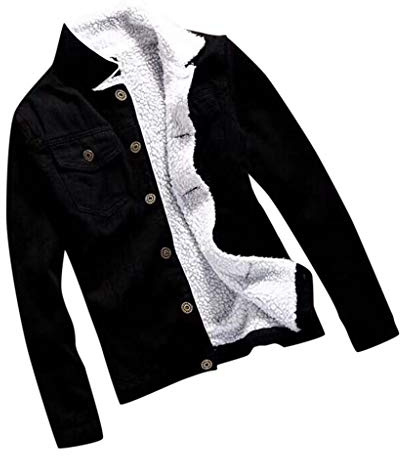 IQYU Jeansjacka herr fodrad svart: Vinterjacka herr varm fodrad fleecejacka långärmad stora storlekar jeansjackor varm övergångsjacka vinter cargojacka vintage denimjacka arbetsjacka