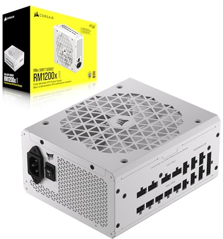 CORSAIR RM1200x Shift Fully Modular ATX Power Supply - 80 Plus Gold - ATX 3.0 - PCIe 5.0 - Zero RPM - Modular Side Interface - White