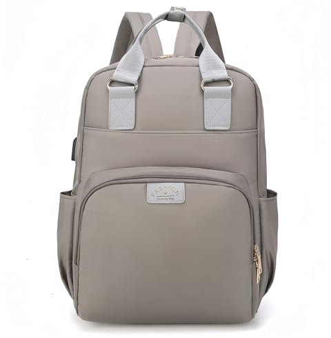 Granvoo Baby Wickelrucksack, Wickeltasche Rucksack, Babytasche Wasserdicht mit Schnullerhalter und Kinderwagengurten, Baby Rucksäcke Große Kapazität, Tragbare Reisetasche für Mama und Papa (Grau)