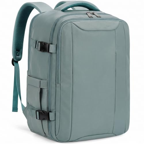 Xkdoai Ryanair ryggsäck 40x30x20 reseryggsäck flygplan handbagage, Grön, 45x36x20cm, Handbagage | Stöldsäker, vattentålig, 14-tums PC-fack, andningsbar rygg, flaskficka, för Ryanair, Wizz Air, Easyjet