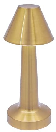 Global Gizmos 66379 LED Table Lamp/USB Rechargeable Bedside Lamp/Warm White Light/Touch Operated Dimming/Brass Colour / 20cm x 9cm