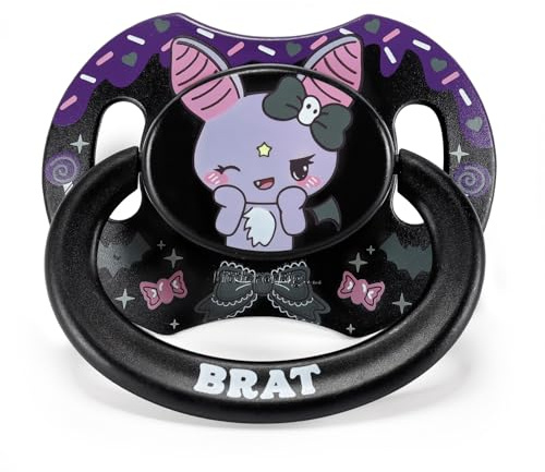 LittleForBig Großer Saugerschild Bedruckter Schnuller der Generation II in Erwachsenengröße Brat Bella Muster Schwarz