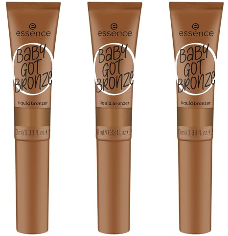 essence BABY GOT BRONZE liquid bronzer, Nr. 20, Braun, langanhaltend, definierend, Einfach zu entfernen, natürlich, vegan, ölfrei, ohne Parabene, ohne Mikroplastikpartikel, 3er Pack (3x10ml)