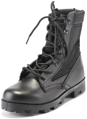 Stivali da Combattimento Tattici Militari Traspiranti, Cerniera Laterale, Pelle, Stivali da Trekking Leggeri dell'Esercito della Giungla, Stivali del Deserto(Black,42 EU)