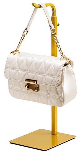 Josmimic Handtaschenhalter & Präsentationsständer: Goldener Hakenständer für Taschen, Handtaschen und Kränze, verstellbarer Hakenständer für Tisch, Schrank und Einzelhandel – 1 Stück