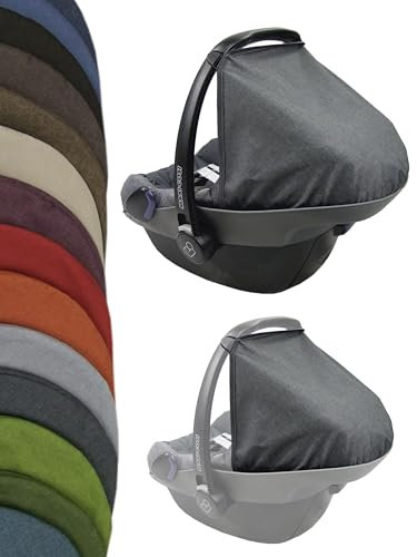 Sonnenverdeck Sonnendach [Sonnenschutz für Babyschale] kompatibel mit Maxi Cosi Pebble Gruppe 0+ (meliert dunkelgrau) + KP