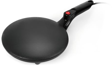 GOURMETmaxx Crêpes Maker incluye plato de masa, sartén eléctrica para panqueques con 750 W, sartén para panqueques de 20 cm de diámetro, mango táctil fresco