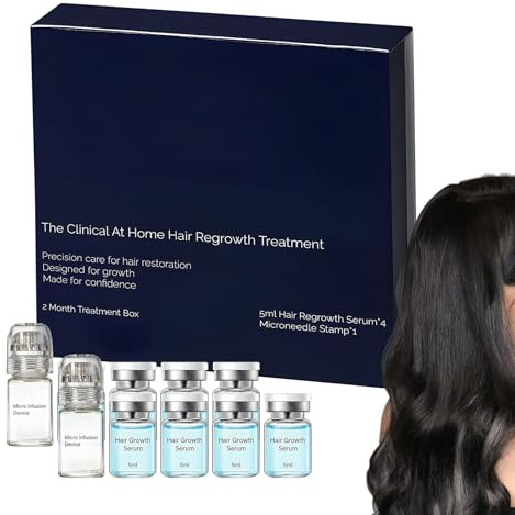 Système de stimulation de la croissance des cheveux pour hommes | 8 pièces épaississant stimulateur de racine, solution pour le soin du cuir chevelu avec 2 appareils à micro-aiguilles, pour femmes et