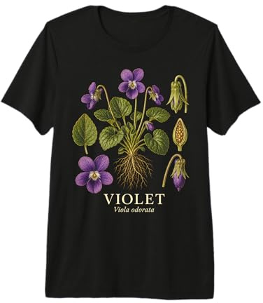 Violet Viola Odorata Purple Flower Botanical Plant Study Premium T-Shirt