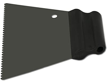 DEWEPRO® Spatule à colle trapézoïdale avec denture trapézoïdale de 3 mm - Lame en acier inoxydable et poignée en plastique pratique - Largeur : 180 mm
