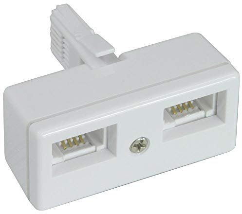 BT431A Dubbel telefonadapter, 4 trådar, kontakt till 2x BT431A-uttag, jacka färg vit,
