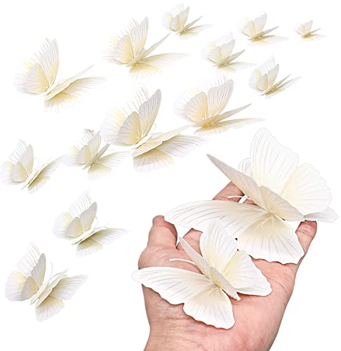 12 pezzi farfalla magnetica 3D adesivo da parete a due strati adesivi da parete farfalla simulazione per la casa, la cucina e il giardino (bianco)