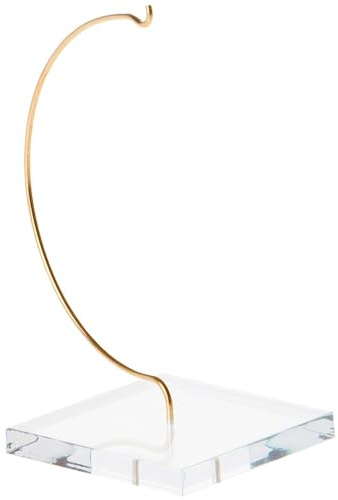 Plymor Wire Ornament Hanger Display with 3 Clear Acrylic Thick Square Base, 5.5 H (6 Pack)