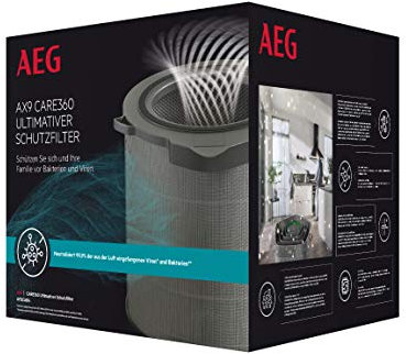 AEG AFDCAR4 Filter CARE360 (Passend für AX91-404DG Luftreiniger, aktiver Virenschutz, beseitigt 99,9% der Bakterien und Viren, reine Luft, Feinstaubfiltration, lange Lebensdauer, grau)