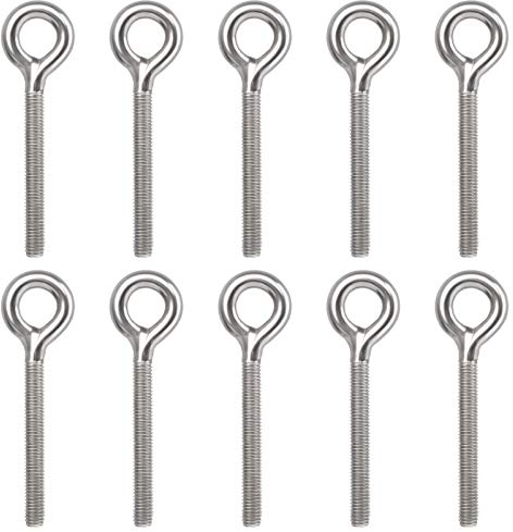 Jubaopen - Perno de ojo M8 (10 unidades, perno de ojo, acero inoxidable, perno de anclaje, M8, perno anular, perno de ojo inoxidable, tornillo de expansión 304 tornillos de gancho de acero inoxidable