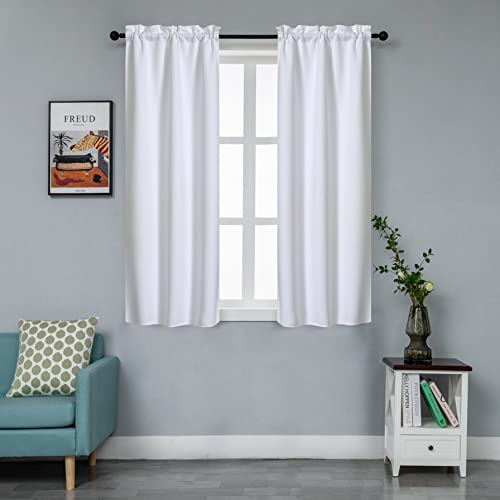 GIRASOLE HOME Paire de rideaux blancs occultants thermiques doux de couleur unie pour salon, chambre et intérieur, 2 panneaux avec poche 70 x 145 cm