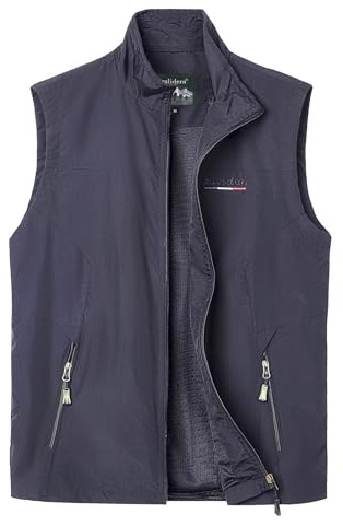 Oralidera Hombre Chaleco Tipo Safari Multibolsillos Chaqueta de Pesca Chaleco de Fotografía Al Aire Libre Versátil para Hombres, Azul, XL