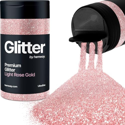 Hemway Light Rose Gold Glitter Shaker, 130g Ultrafine Glitter | for Resin & Epoxy Crafts for Decorating, Halloween, Christmas, Nail, Face, Art